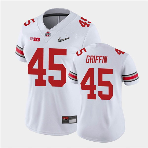 Women's Ohio State Buckeyes #45 Archie Griffin Nike White College Football Game Jersey