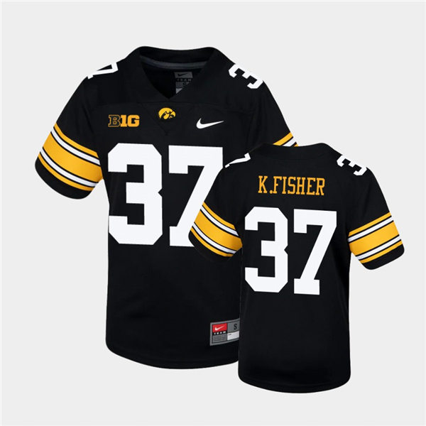 Youth Iowa Hawkeyes #37 Kyler Fisher Nike Black College Football Game Jersey