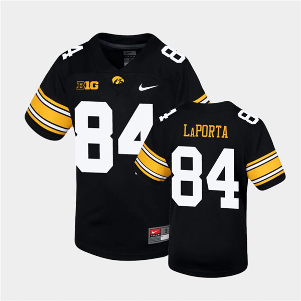 Youth Iowa Hawkeyes #84 Sam LaPorta Nike Black College Football Game Jersey