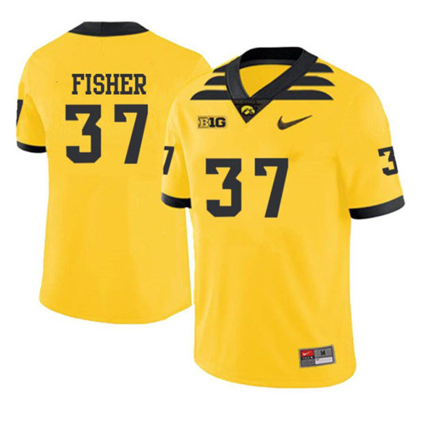 Mens Iowa Hawkeyes #37 Kyler Fisher Nike Gold Alternate College Football Game Jersey