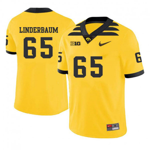 Mens Iowa Hawkeyes #65 Tyler Linderbaum Nike Gold Alternate College Football Game Jersey