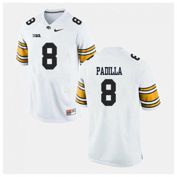 Mens Iowa Hawkeyes #8 Alex Padilla Nike White College Football Game Jersey