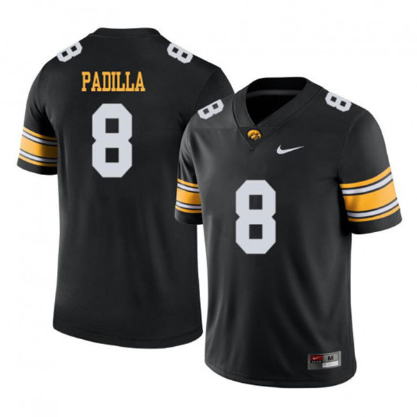 Mens Iowa Hawkeyes #8 Alex Padilla Nike Black College Football Game Jersey