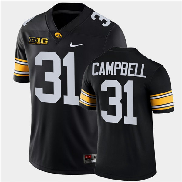 Mens Iowa Hawkeyes #31 Jack Campbell Nike Black College Football Game Jersey