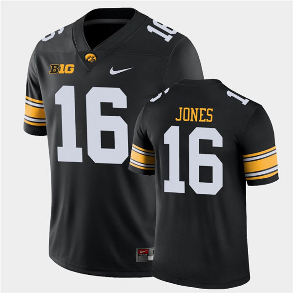 Mens Iowa Hawkeyes #16 Charlie Jones Nike Black College Football Game Jersey