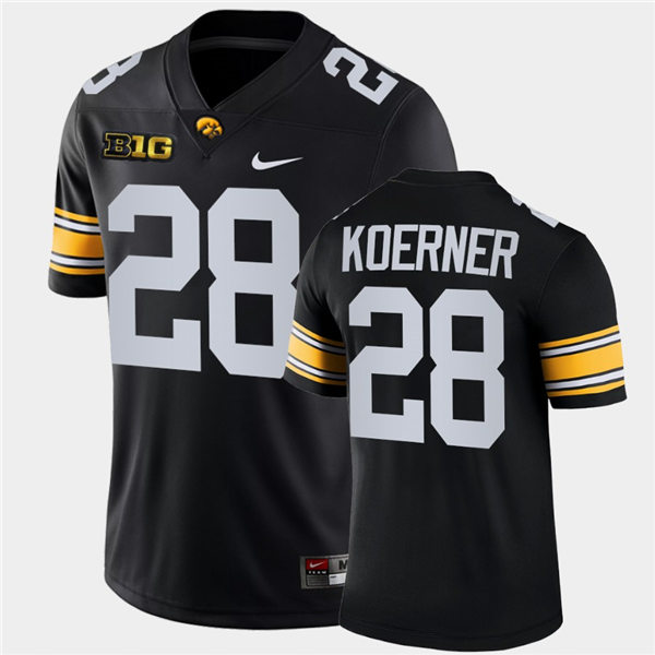 Mens Iowa Hawkeyes #28 Jack Koerner Nike Black College Football Game Jersey