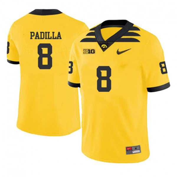 Mens Iowa Hawkeyes #8 Alex Padilla Nike Gold Alternate College Football Game Jersey