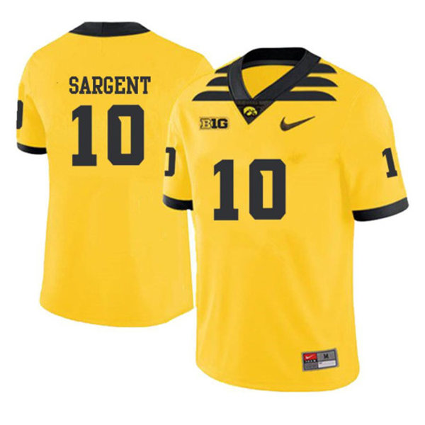 Mens Iowa Hawkeyes #10 Mekhi Sargent Nike Gold Alternate College Football Game Jersey