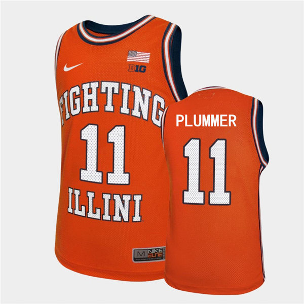 Men's Illinois Fighting Illini #11 Alfonso Plummer Nike 2020-21 Orange Retro College Basketball Game Jersey