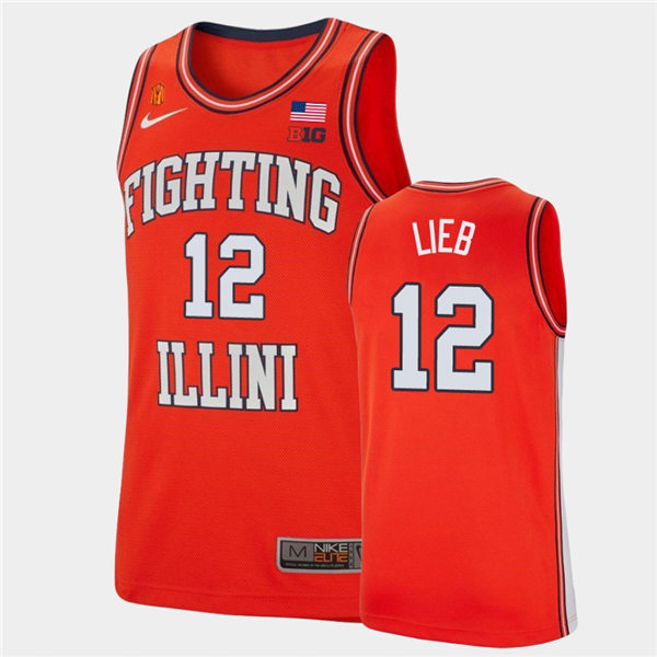 Men's Illinois Fighting Illini #12 Brandon Lieb Nike 2020-21 Orange Retro College Basketball Game Jersey