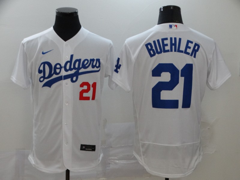 Men's Los Angeles Dodgers # 21 Walker Buehler Nike White Home Flex base Baseball Jersey