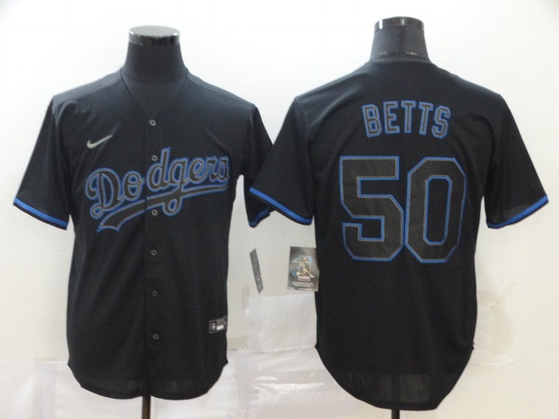 Men's Los Angeles Dodgers  #50 Mookie Betts Black Nike Flex base Baseball Jersey
