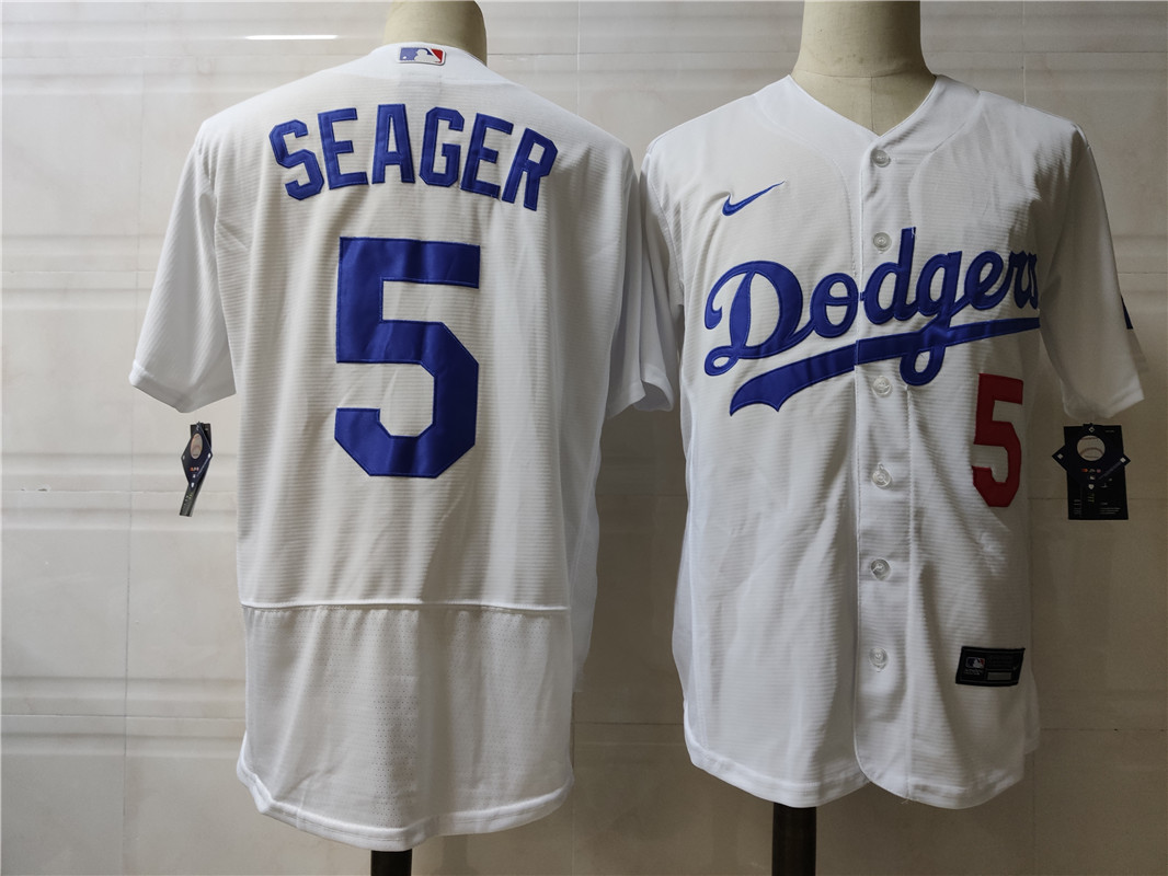 Men's Los Angeles Dodgers #5 Corey Seage White Nike Flex base Baseball Jersey