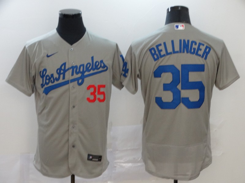 Men's Los Angeles Dodgers #35  Cody Bellinger Grey Los Angeles Nike Flex base Baseball Jersey