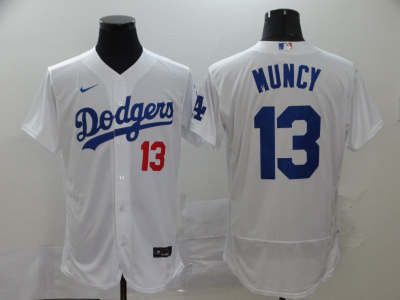 Men's Los Angeles Dodgers #13 Max Muncy White Nike Flex base Baseball Jersey