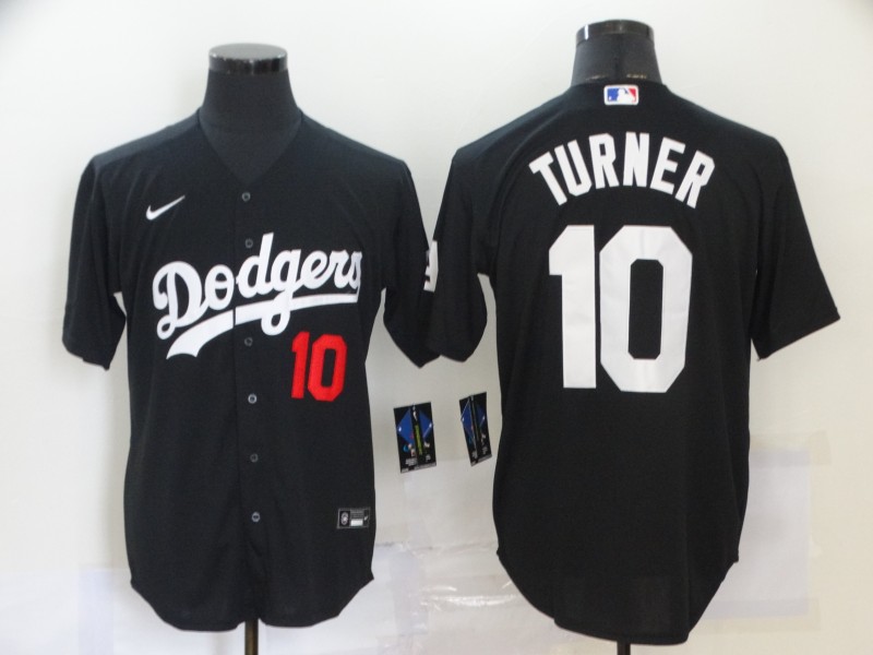 Men's Los Angeles Dodgers #10 Justin Turner Black Fashion Nike Flex base Baseball Jersey