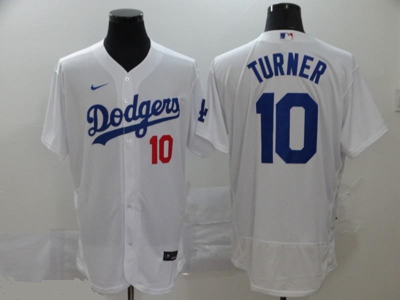 Men's Los Angeles Dodgers #10 Justin Turner White Nike Flex base Baseball Jersey