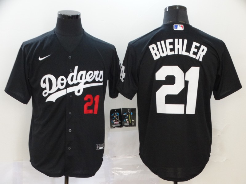 Men's Los Angeles Dodgers # 21 Walker Buehler Black Fashion Nike Flex base Baseball Jersey