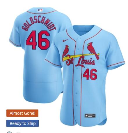 Men's St. Louis Cardinals #46 Paul Goldschmidt Nike Light Blue Alternate Flex Base Jersey