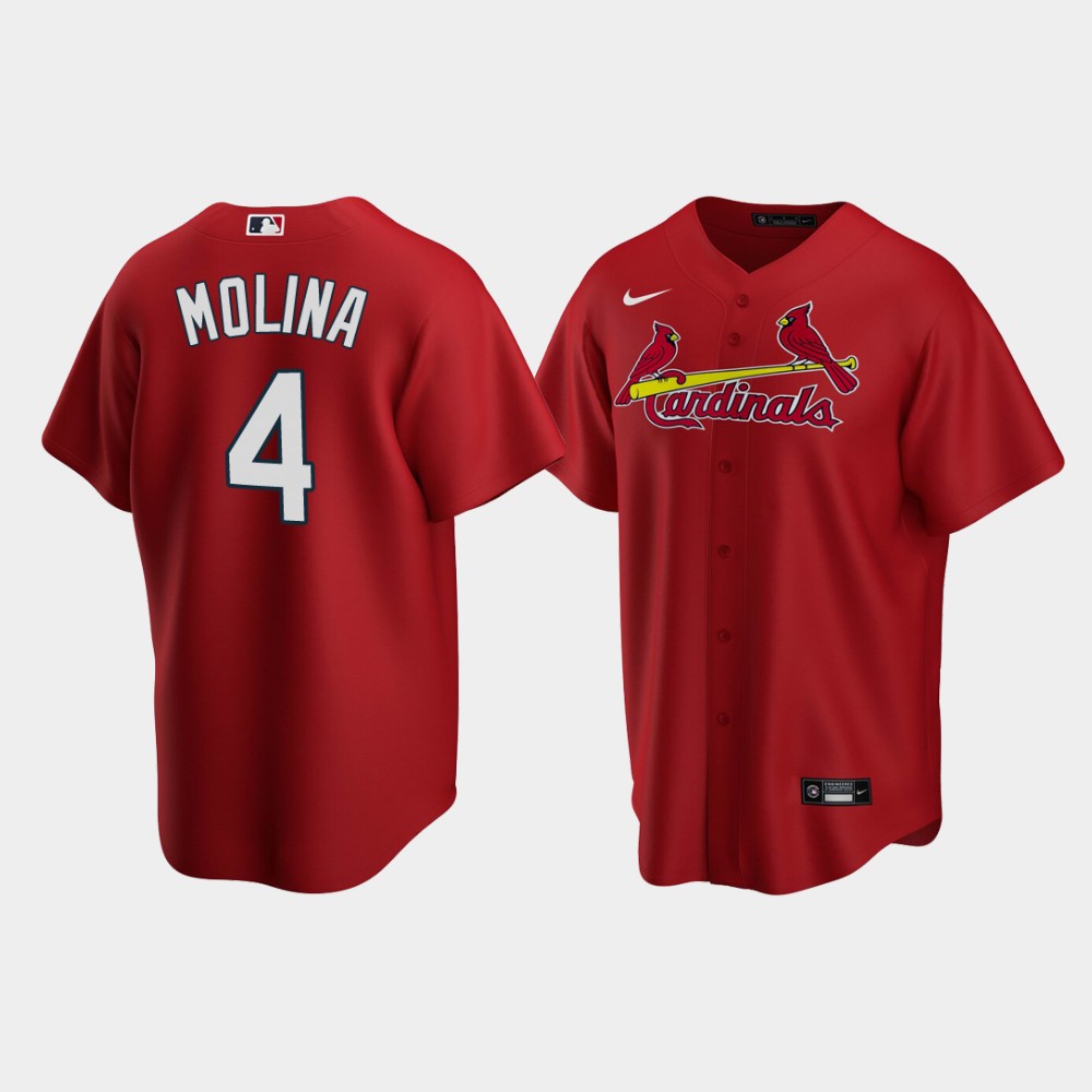 Men's St. Louis Cardinals #4 Yadier Molina alternate red jersey