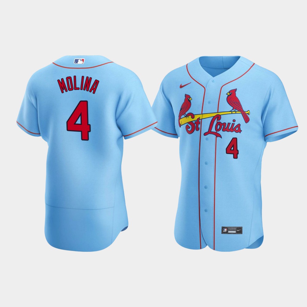 Men's St. Louis Cardinals #4 Yadier Molina Nike Light Blue Alternate Flex Base Jersey