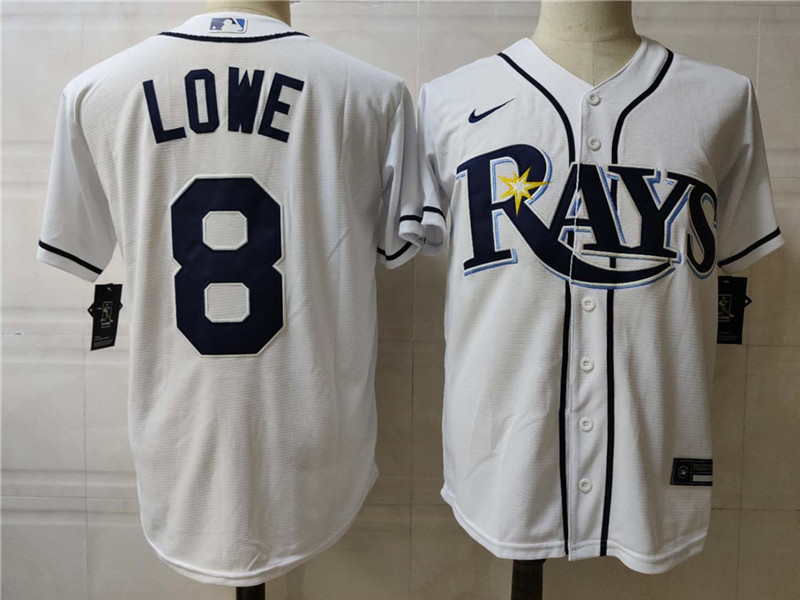 Men's Tampa Bay Rays #8 Brandon Lowe Nike White Home Cool base Baseball Jersey