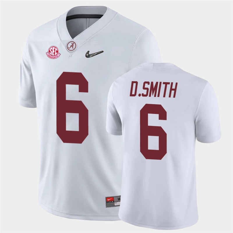 Men's Alabama Crimson Tide #6 DeVonta Smith Nike White Diamond Quest 2021 Playoff Football Jersey