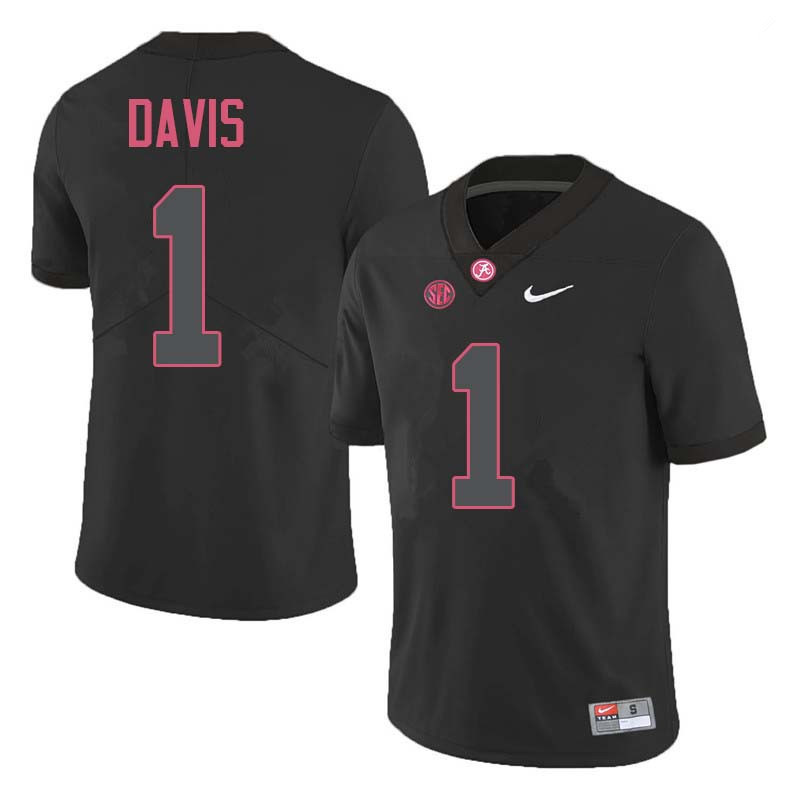 Youth Alabama Crimson Tide #1 Ben Davis Nike Blackout Football Jersey