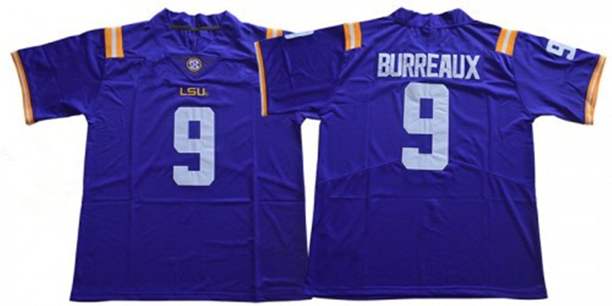 Men's LSU Tigers #9 Joe Burreaux Purple Stitched Nike NCAA Football Jersey