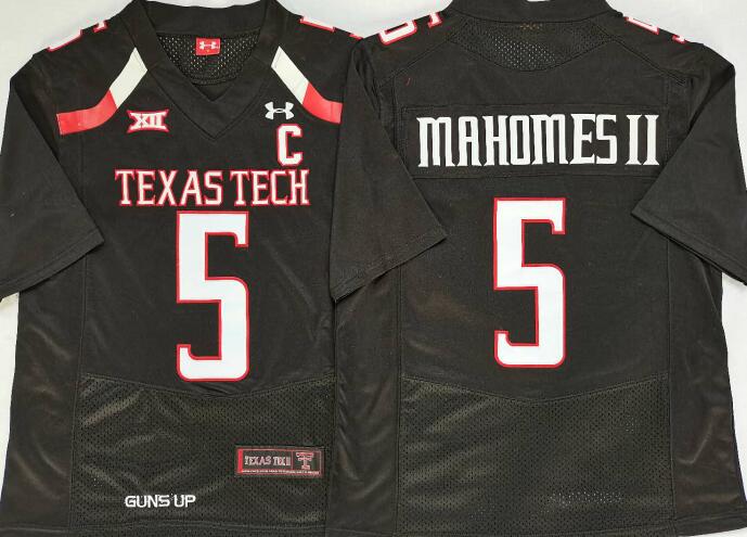 Men's NCAA Texas Tech Red Raiders #5 Patrick Mahomes II Under Armour Black Football Jersey