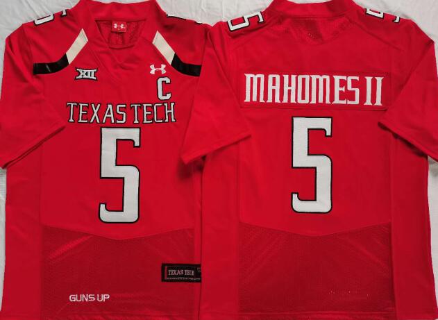 Men's NCAA Texas Tech Red Raiders #5 Patrick Mahomes II Under Armour Red Football Jersey