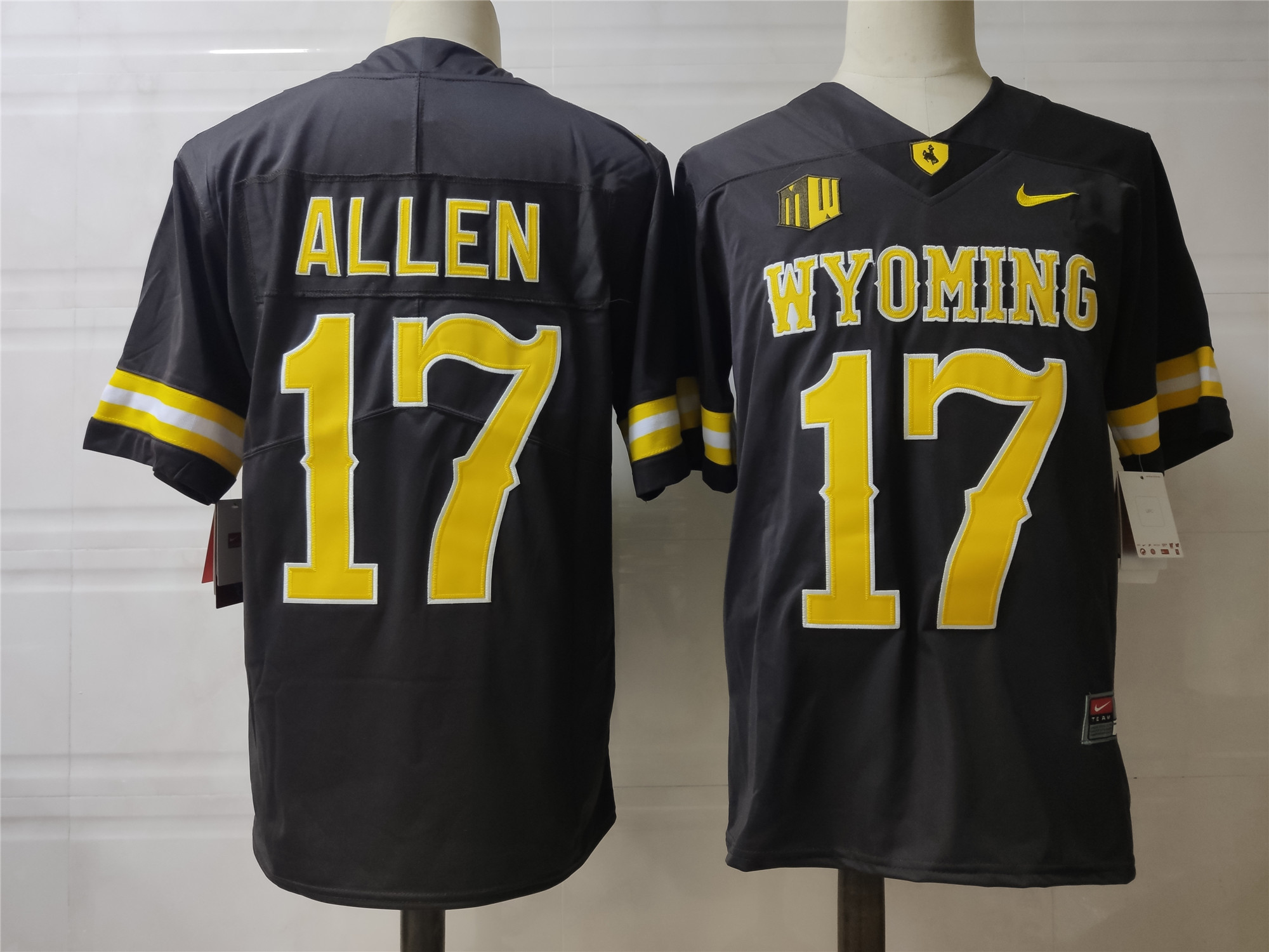 Men's Wyoming Cowboys #17 Josh Allen Brown Football Jersey -With Name