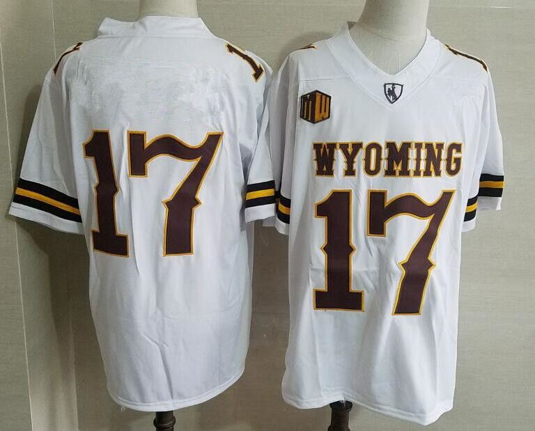 Men's Wyoming Cowboys #17 Josh Allen White Football Jersey -Without Name