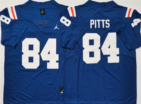 Men's Florida Gators #84 Kyle Pitts Jordan Blue Throwback Football Jersey