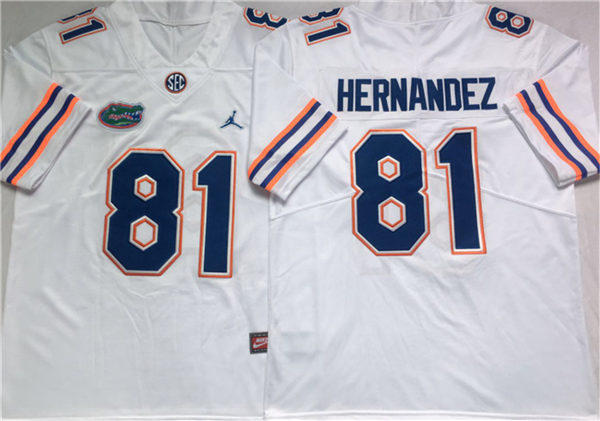 Mens Florida Gators #81 Aaron Hernandez Jordan Brand White Football Game Jersey