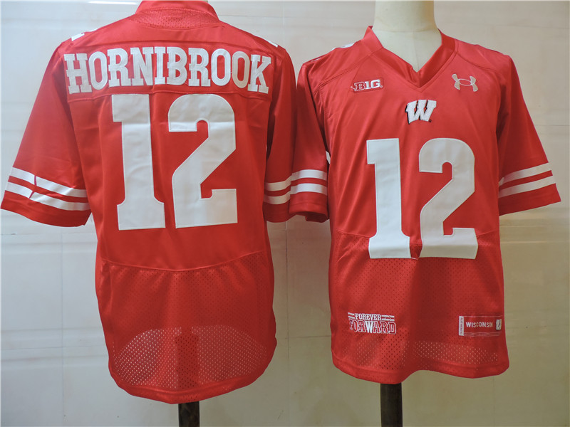 Men's Wisconsin Badgers #12 Alex Hornibrook Under Armour  College Football Jersey - Red