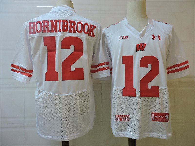 Men's Wisconsin Badgers #12 Alex Hornibrook Under Armour  College Football Jersey - White