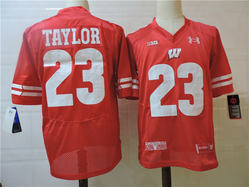 Men's Wisconsin Badgers #23 Jonathan Taylor Under Armour College Football Jersey - Red