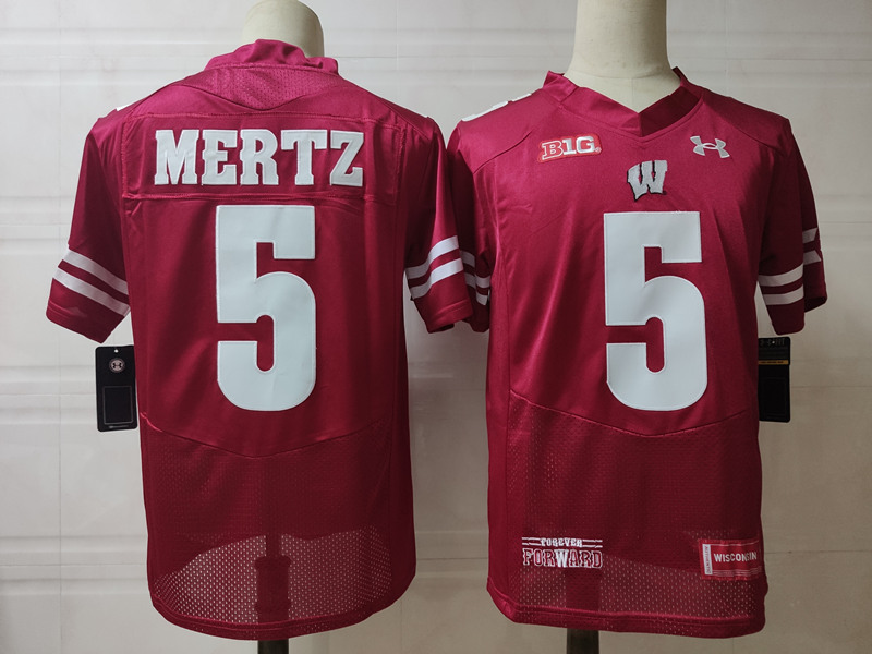 Men's Wisconsin Badgers #5 Graham Mertz Under Armour  College Football Jersey - Red