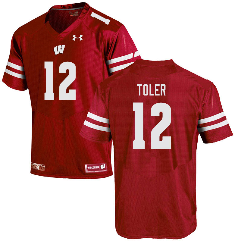 Men's Wisconsin Badgers #12 Titus Toler Under Armour College Football Jersey - Red