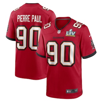 Men's Nike #90 Jason Pierre-Paul Red Tampa Bay Buccaneers Super Bowl LV Game Jersey