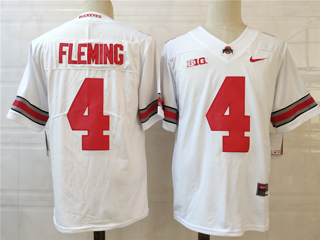Mens Ohio State Buckeyes #4 Julian Fleming Nike White Football Jersey