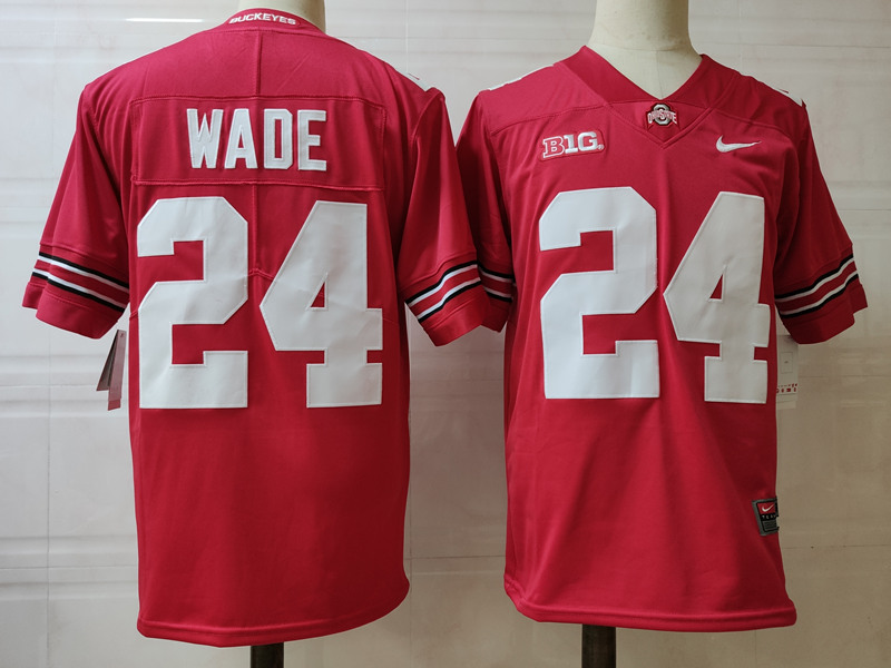 Mens Ohio State Buckeyes #24 Shaun Wade Nike Red Football Jersey