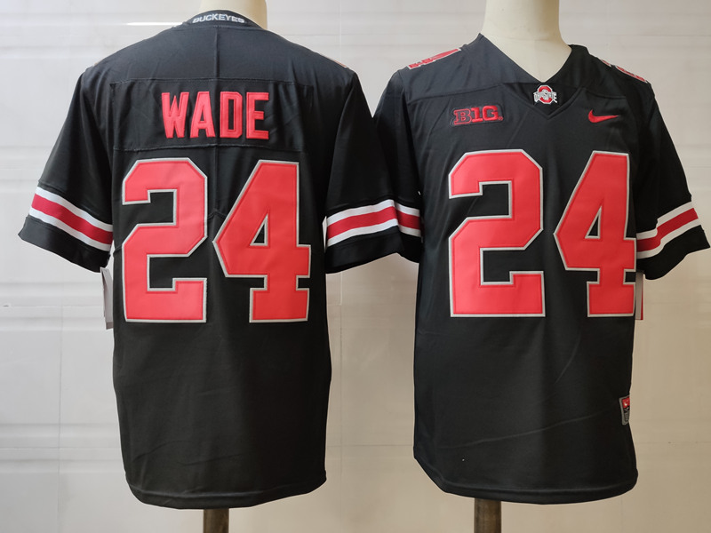 Mens Ohio State Buckeyes #24 Shaun Wade Nike Blackout Football Jersey