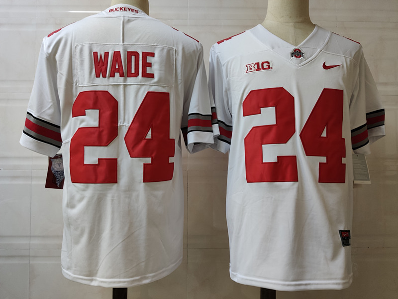 Mens Ohio State Buckeyes #24 Shaun Wade Nike White Football Jersey