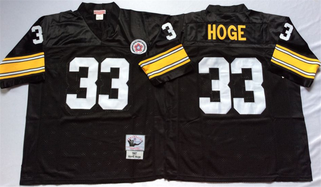 Men's Pittsburgh Steelers #33 Merril Hoge Black Throwback Football Jersey