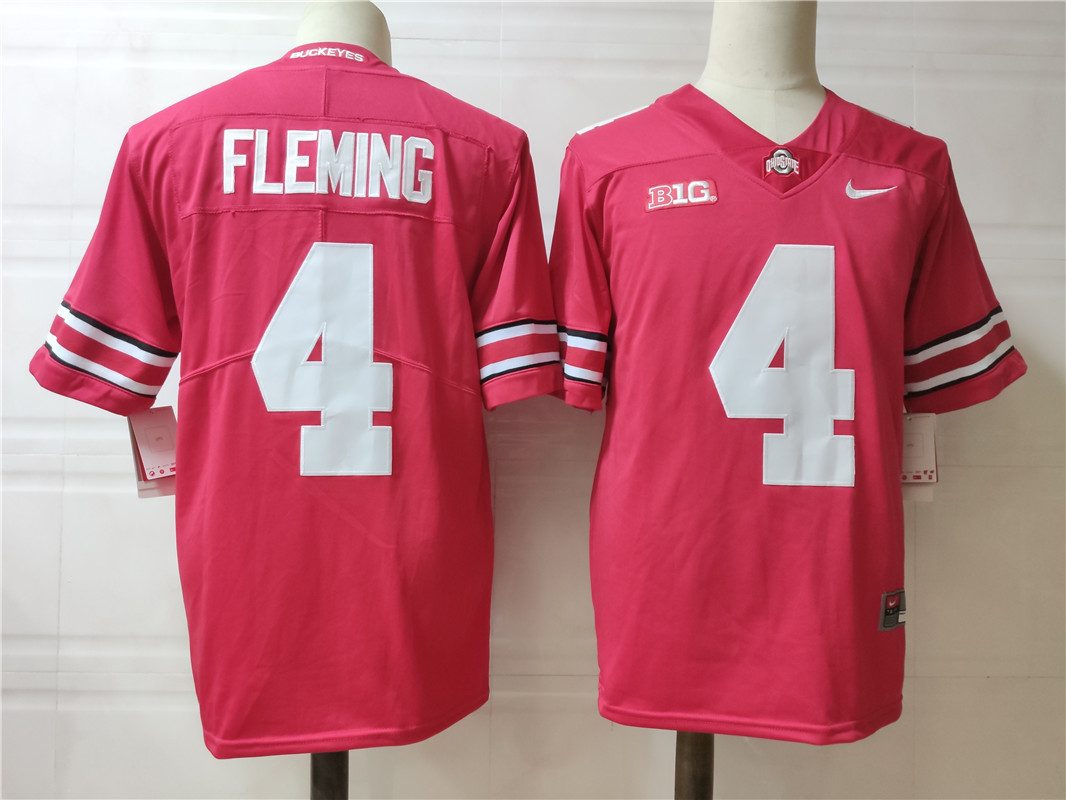 Mens Ohio State Buckeyes #4 Julian Fleming Nike Red Football Jersey