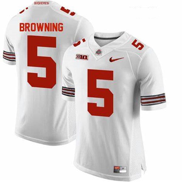 Mens Ohio State Buckeyes #5 Baron Browning Nike White Football Jersey