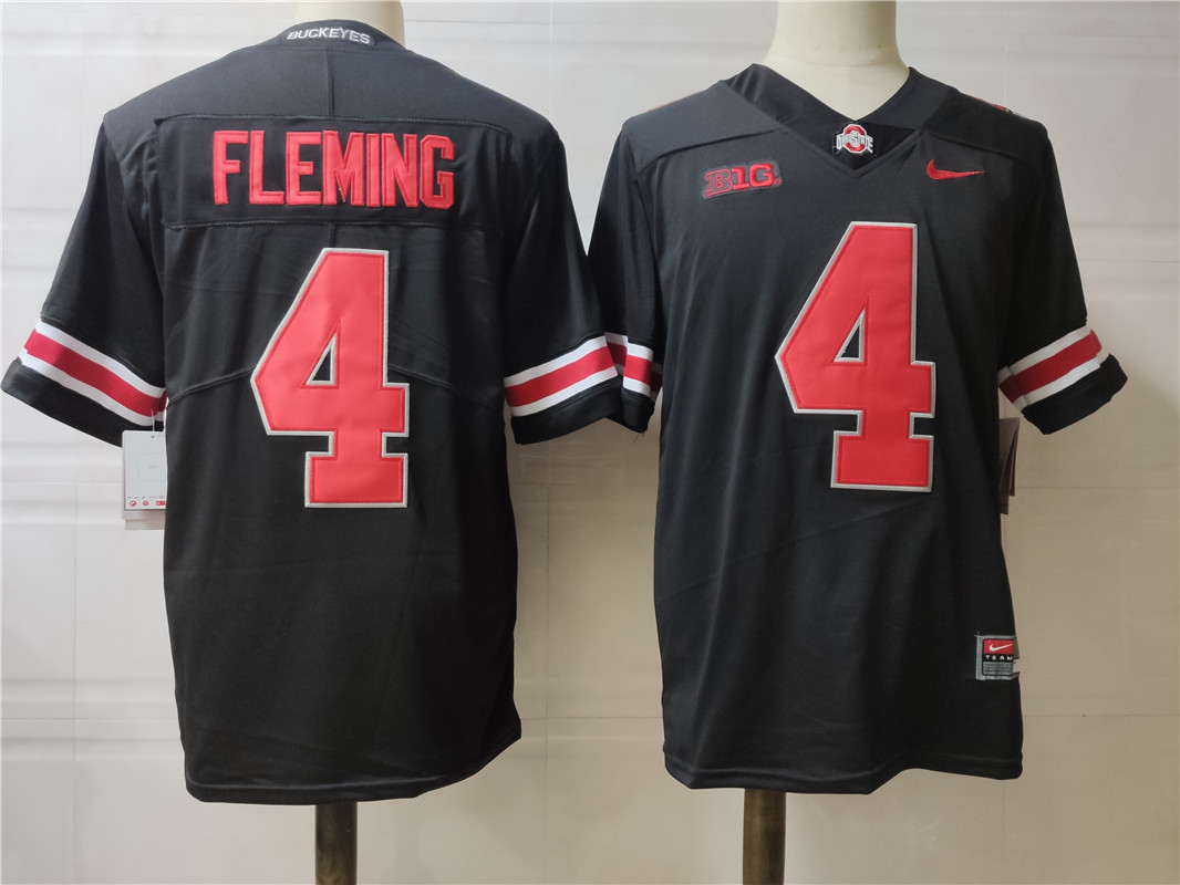 Mens Ohio State Buckeyes #4 Julian Fleming  Nike Blackout Football Jersey
