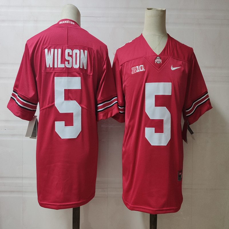 Mens Ohio State Buckeyes #5 Garrett Wilson Nike Red Football Jersey